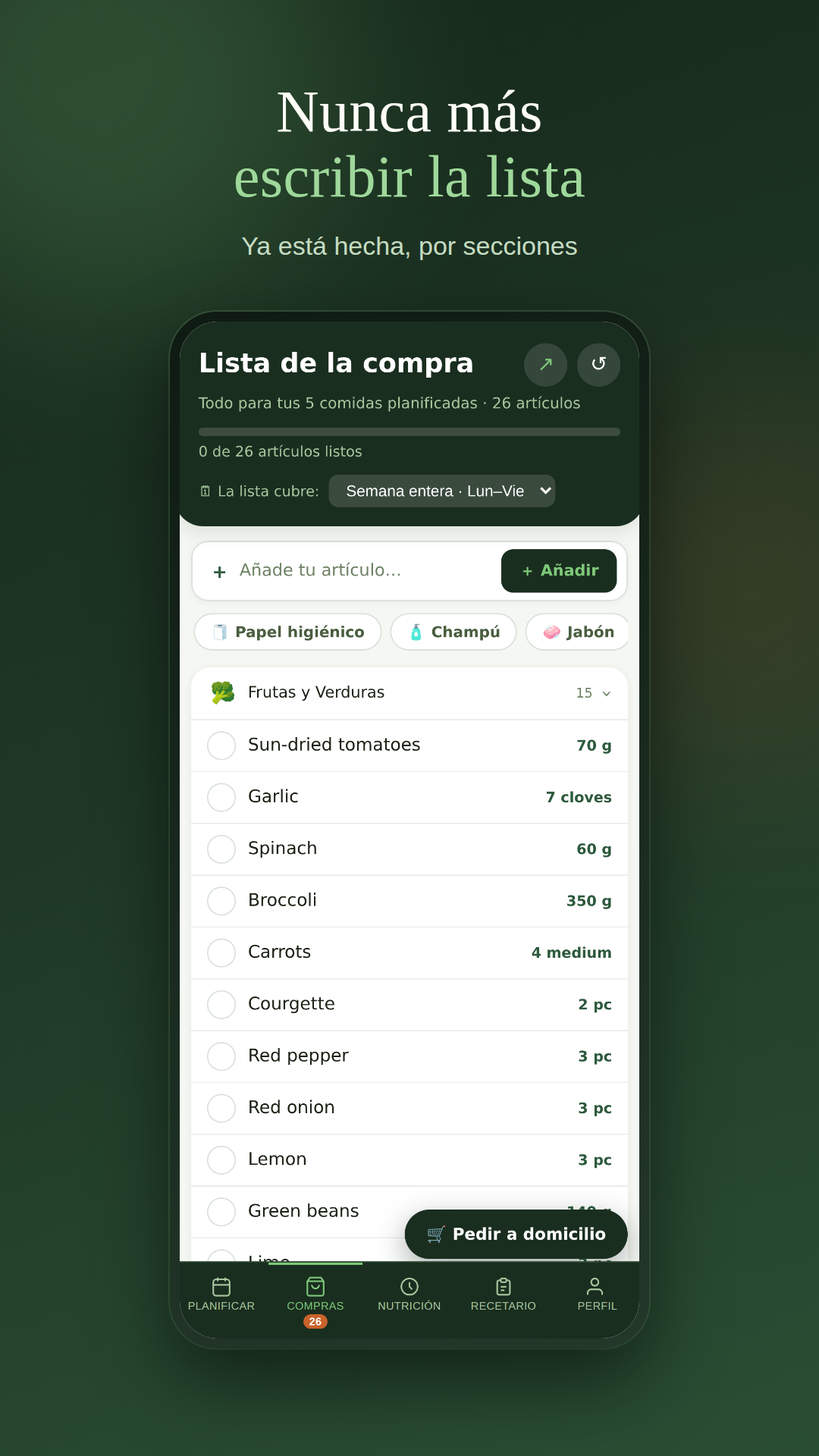La lista de la compra